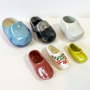 Vintage Dutch Holland Ceramic Clogs Shoe Pottery Miniatures Tulip Festival Lot 6